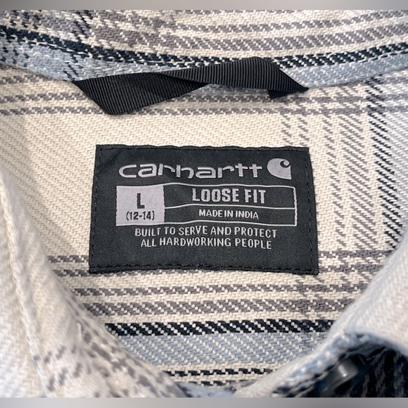 Carhartt Women’s Loose Fit Twill Long Sleeve Shirt Jacket - Blue / Gray, Size L - Picture 9 of 15